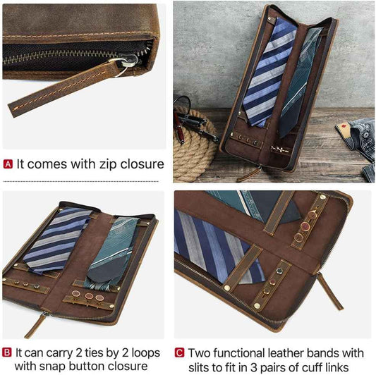Ties Travel Case Leather Neckties Storage Box