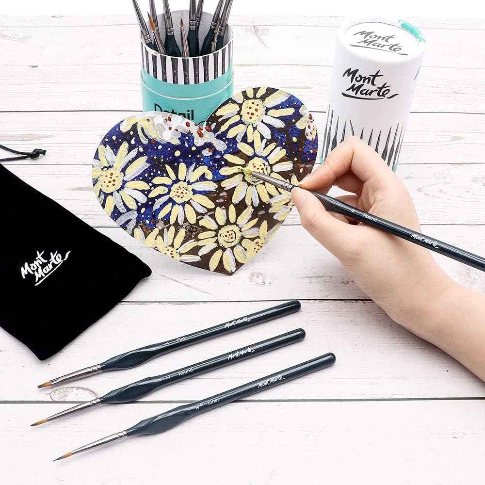 Mont Marte Signature Detail Brush Collection,15 Piece,Taklon Bristles - TTpen