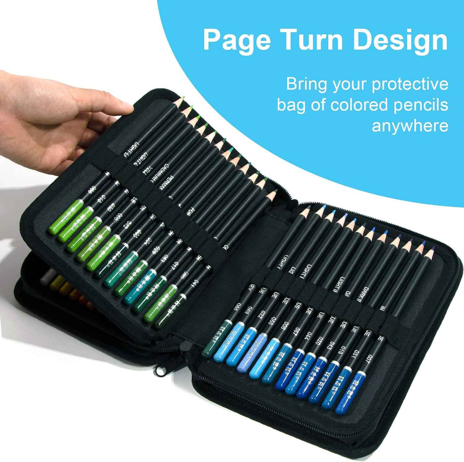 H&B 72 Colored Pencils Kit Oil Based with Zipper Storage Case - TTpen