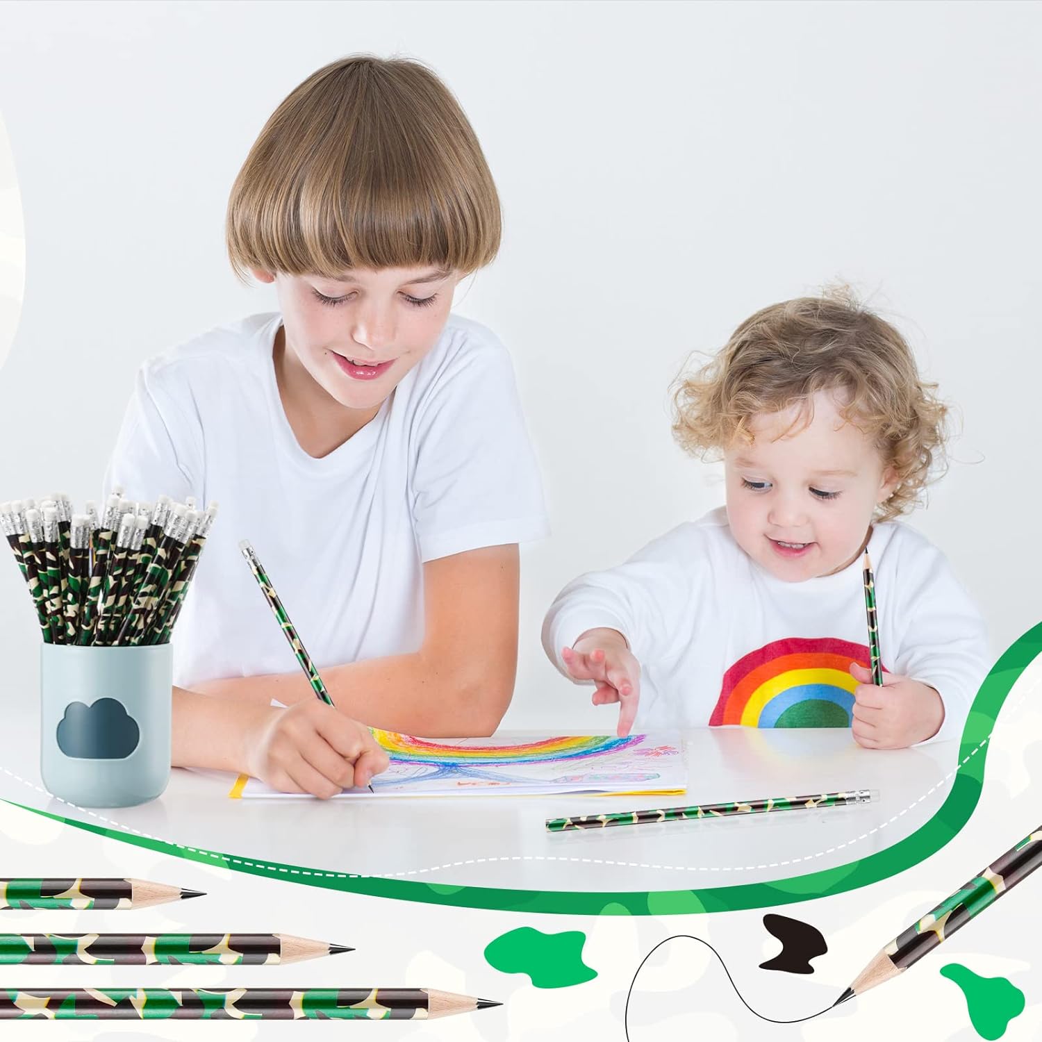 50 Pack Camouflage Tactical Pencils Army Military Party Decoration