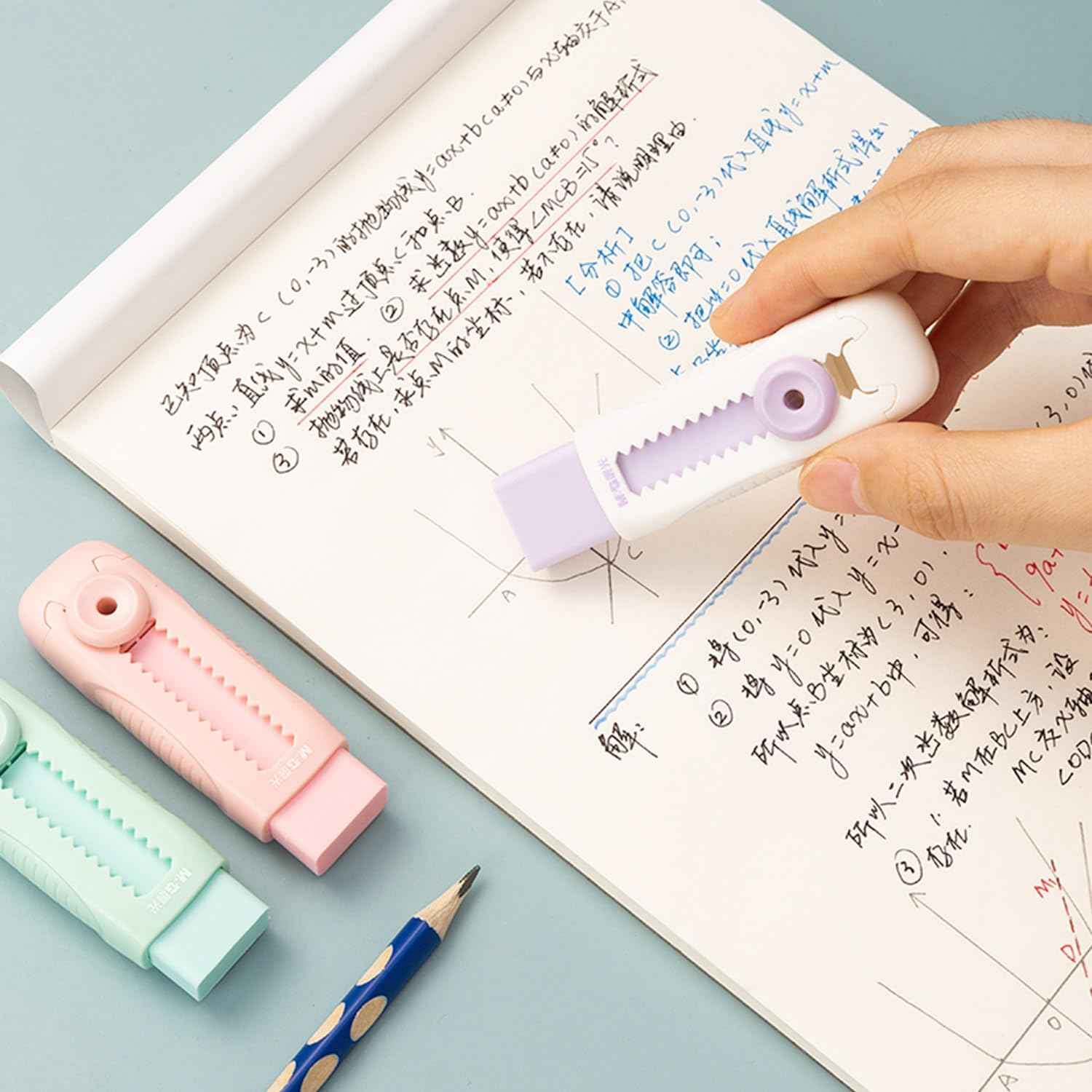 M&G 4+1 Pack Sliding Retractable Eraser with Sleeve and 4 Refill Erasers - TTpen