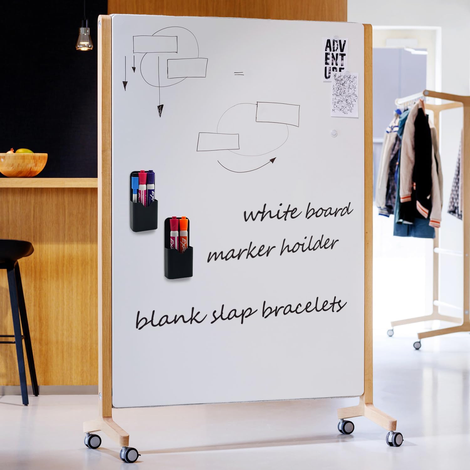 2PCS Magnetic Dry Erase Marker Pen Holder Small for Fridge Whiteboard