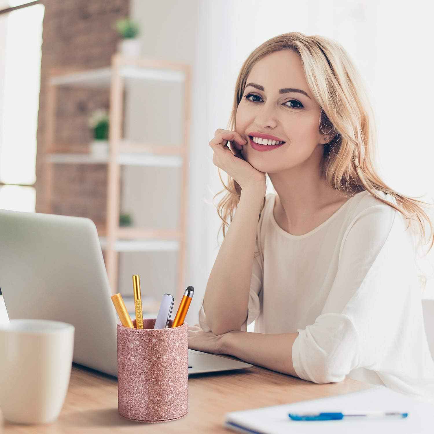 PU Glitter Pen Holder Shiny for Women Girls,Luxury Makeup Brush Holder - TTpen