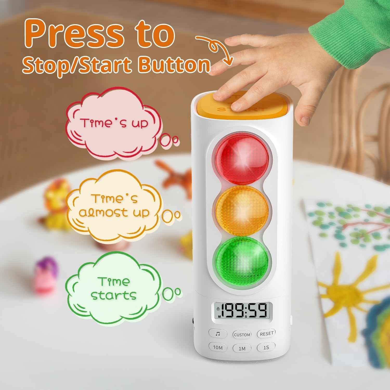 Traffic Light Visual Audio Digital Timer for Kids Classroom