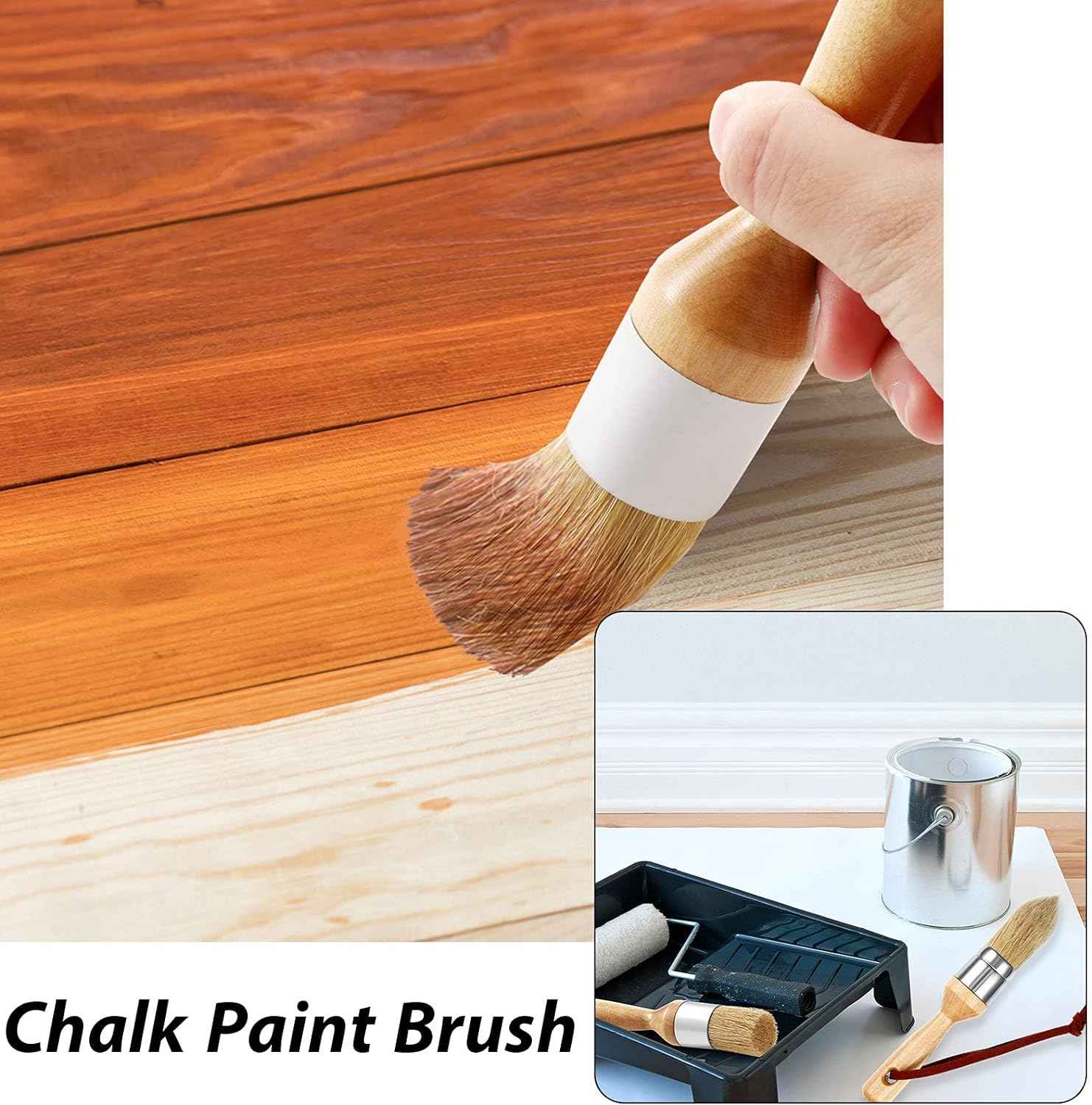 3 Pieces Chalk and Wax Paint Brushes for Acrylic Painting Wood Furniture - TTpen
