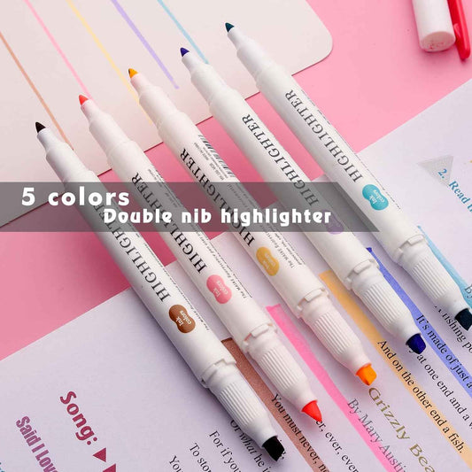 MAIKE Real Mild Pastel Highlighters 5 Warm Colors Markers - TTpen