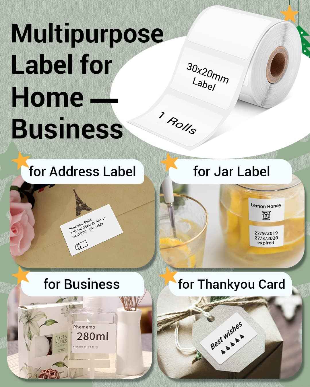 Phomemo Thermal Labels for M110/M221/M220/M120/M200,30x20mm - TTpen