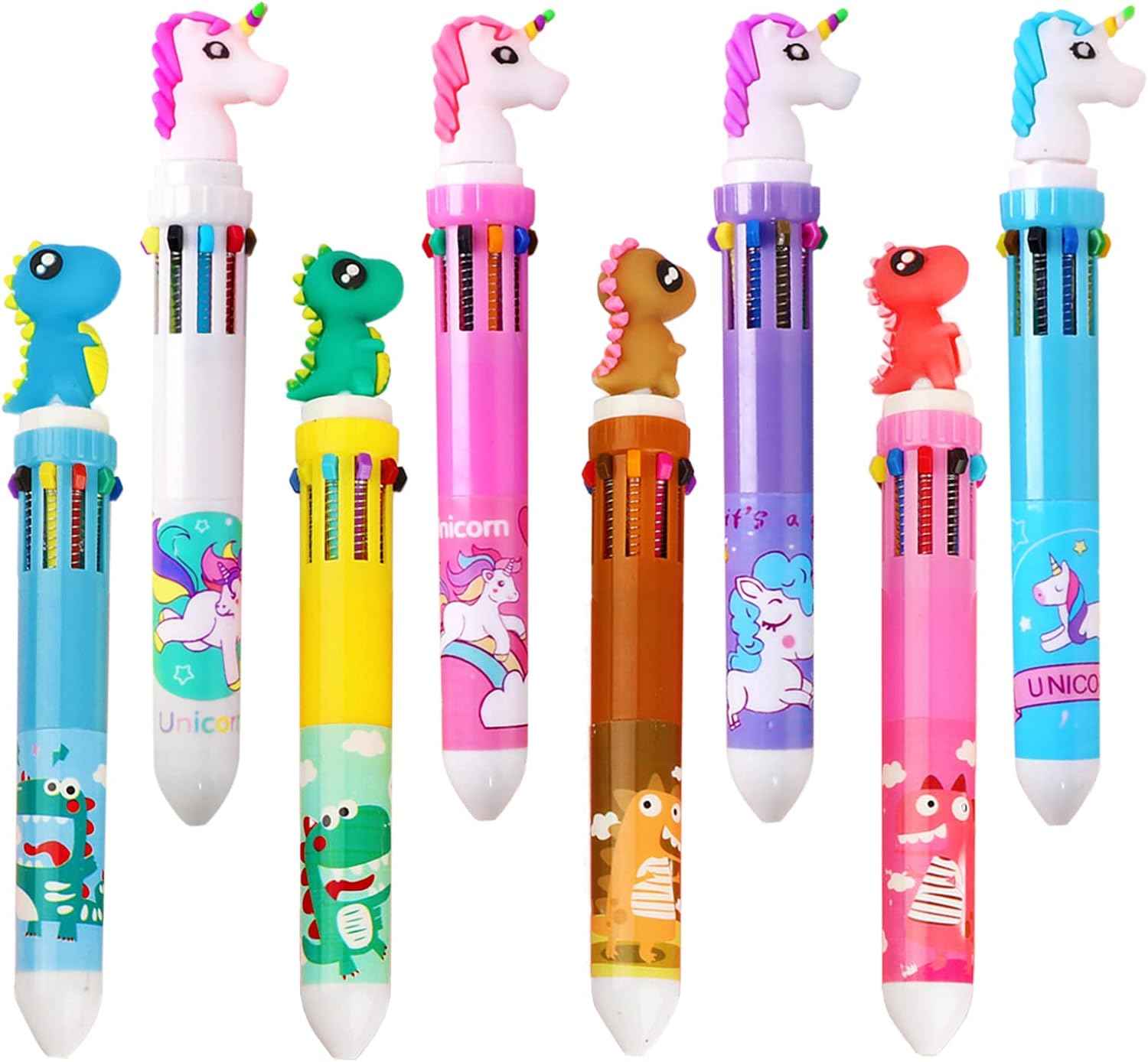 10in1 Multicolor Animal Retractable Ballpoint Pen 0.5mm 8 Pack - TTpen
