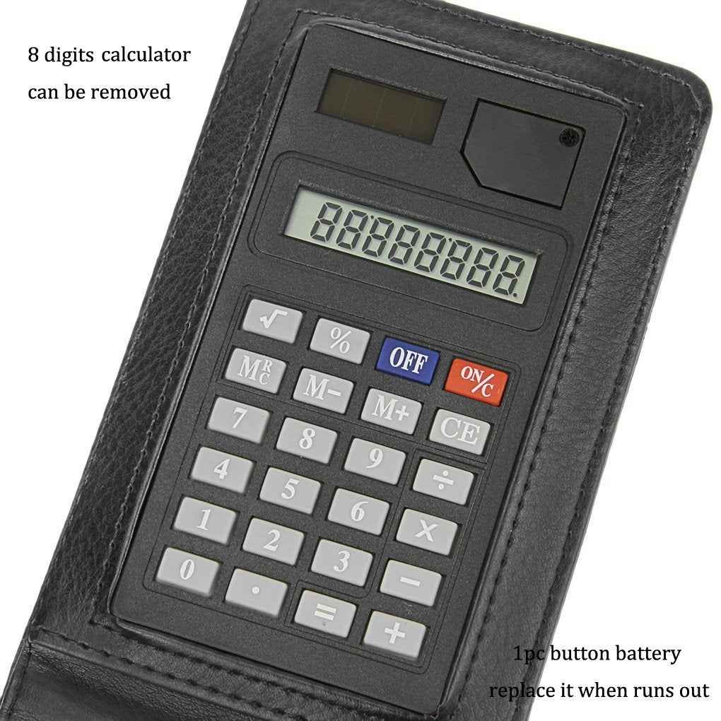A7 Pocket PU Leather Mini Notepad with Calculator Ballpoint Pen Holder - TTpen