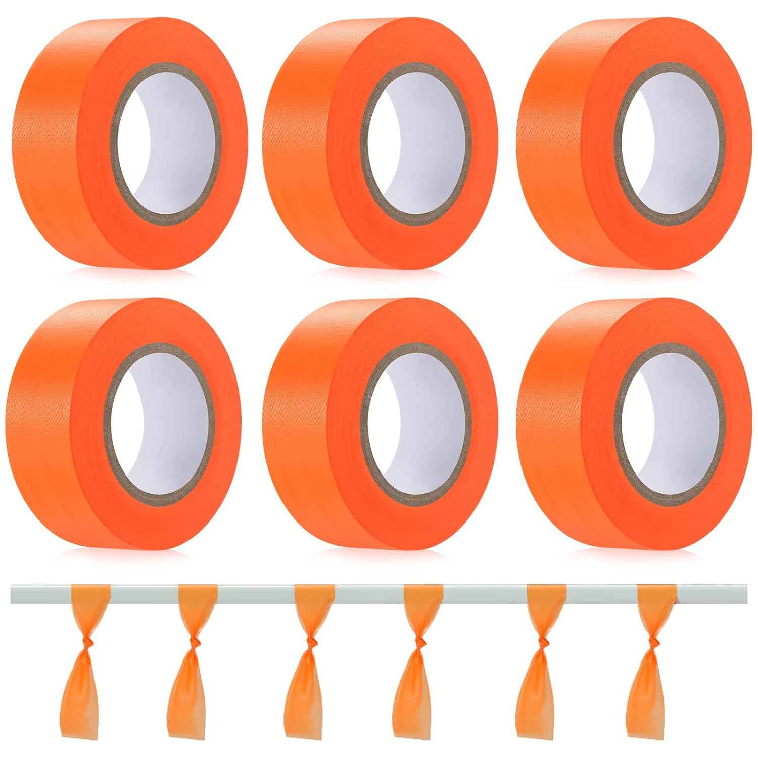 6 Pack Flagging Tape,Neon Marking Survey for Boundaries Hazardous Area - TTpen