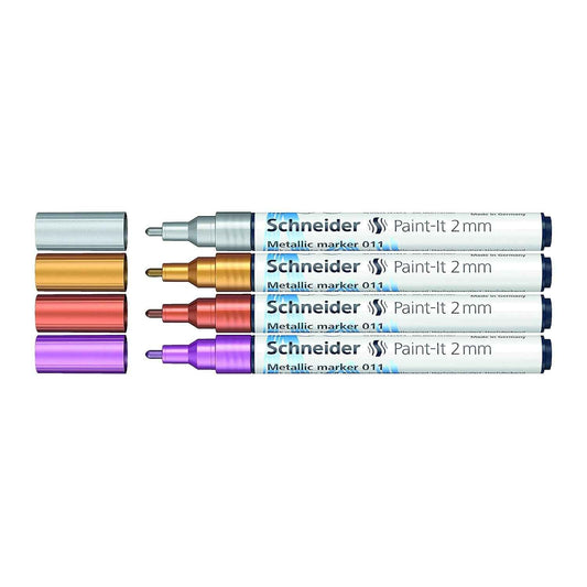 Schneider Paint-It 011 Metallic Markers,2mm,4 Assorted Colors