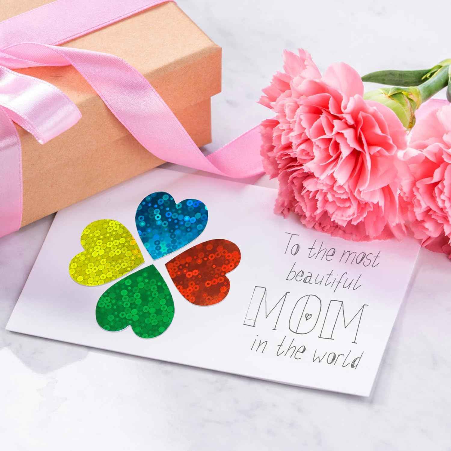 500Pcs Glitter Heart Stickers 1 inch 9 Colors - TTpen