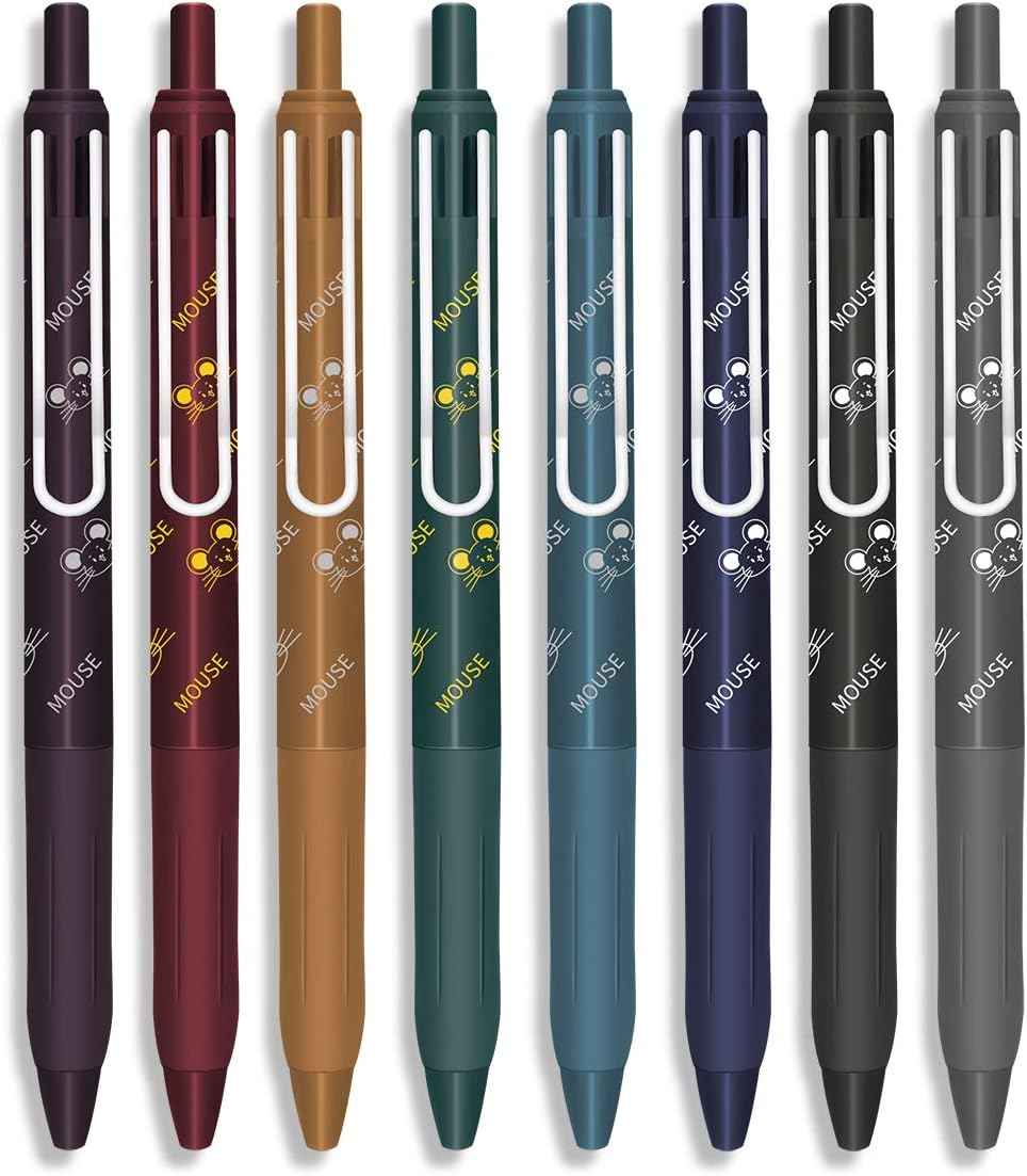 COLNK Colored Gel Pens with Retro Ink Retractable,0.5mm,8 Pack - TTpen
