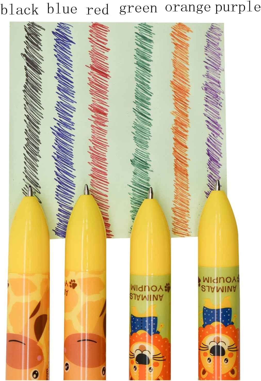 8PCS 6in1 Multicolor Ballpoint Pen Giraffe Lion For Kids Adults School - TTpen