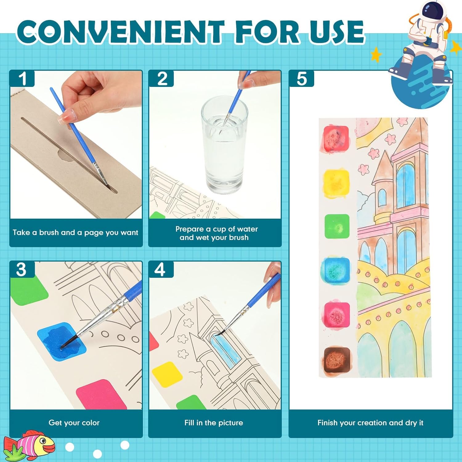 6Pcs Pocket Watercolor Painting Book for Kids