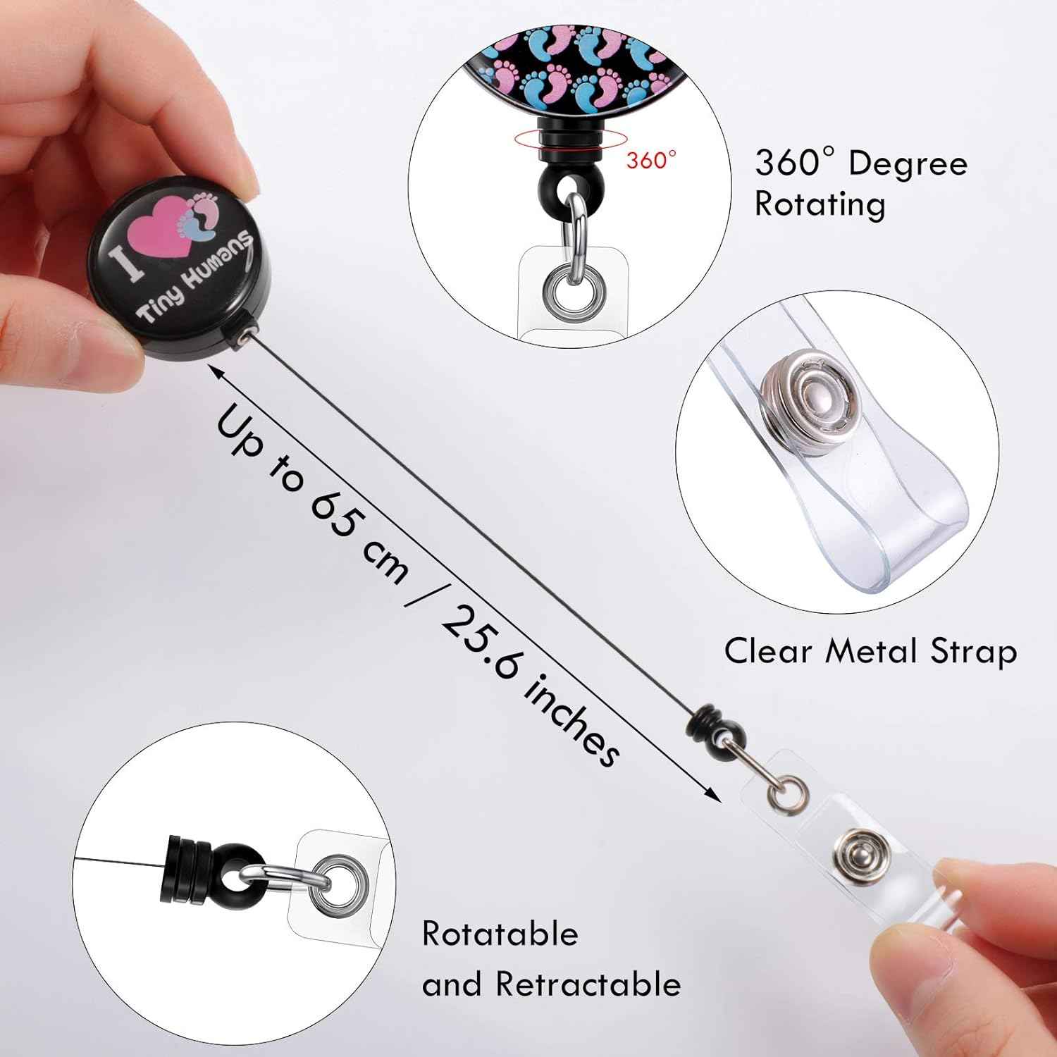 12Pcs I Love Tiny Humans Retractable Badge Holder for Pediatric Nurses - TTpen