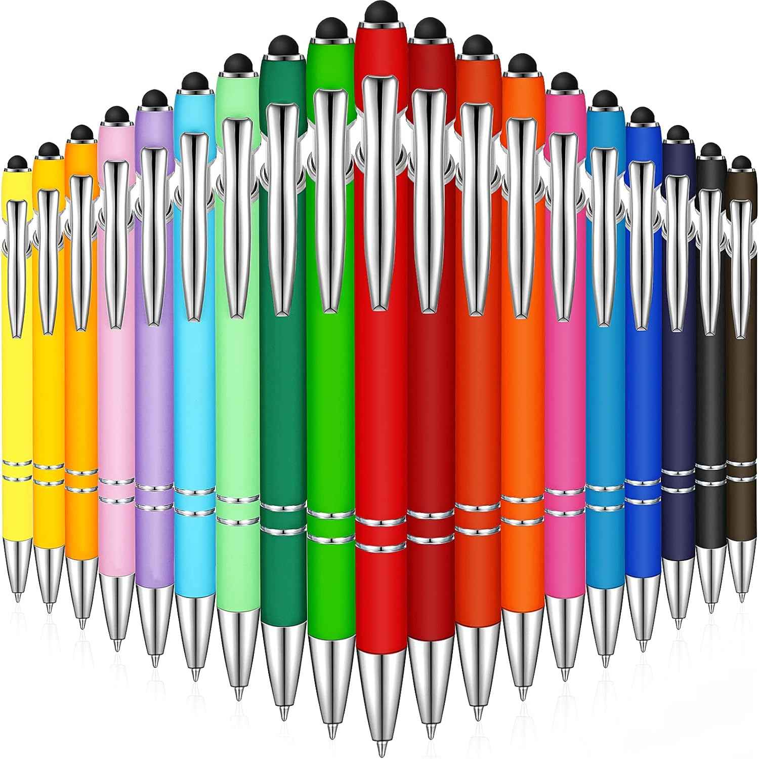 38Pcs Rubberized Ballpoint Pen with Stylus Tip for Touch Screen Devices - TTpen