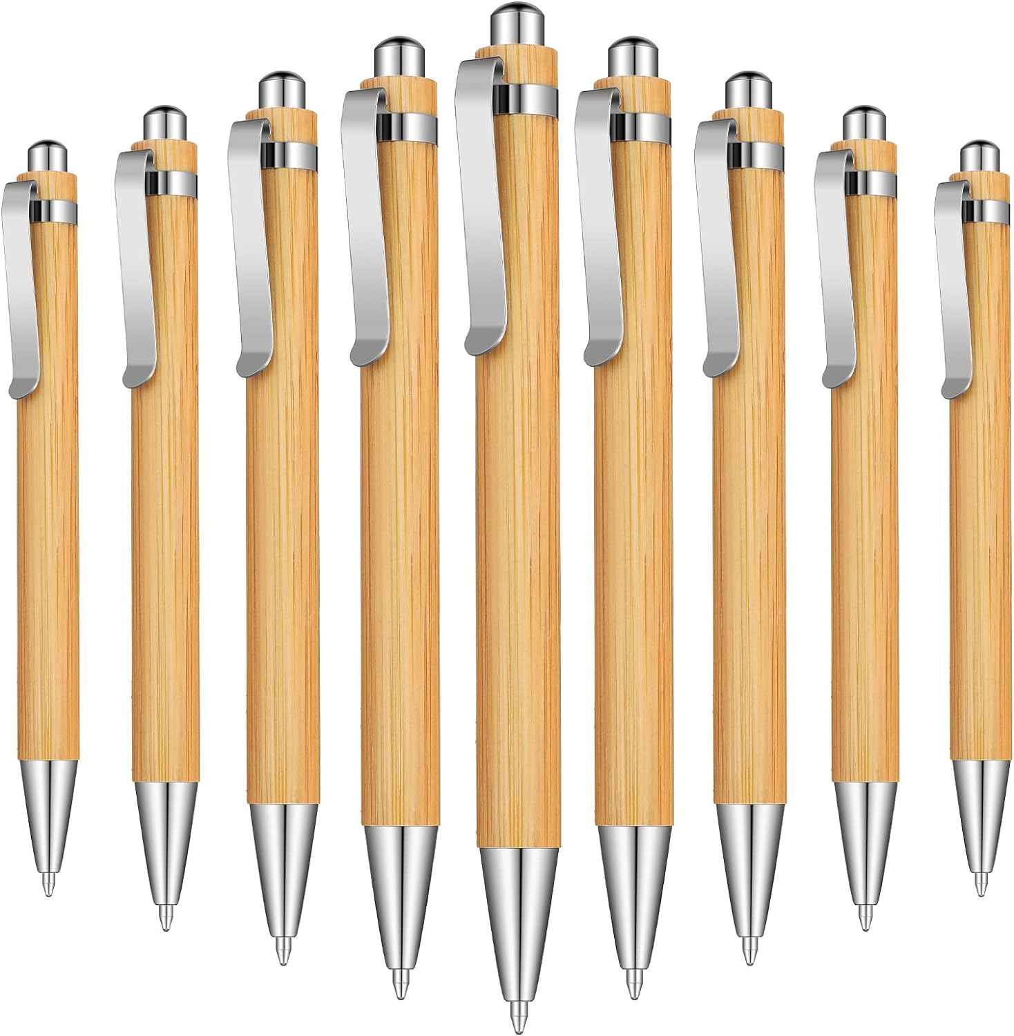 Bamboo Wooden Retractable Ballpoint Pen Black Ink 1 mm Pens 12/24/36 Pack - TTpen