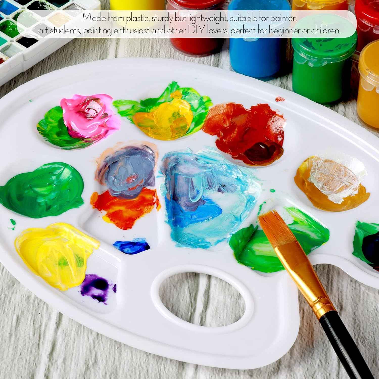 20Pcs Oval Paint Tray Palettes Plastic with Thumb Hole - TTpen