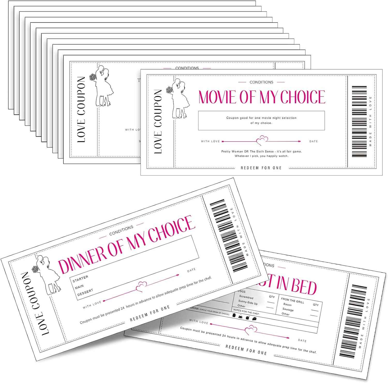 20 Pieces Love Coupon Cards Romantic Vouchers - TTpen