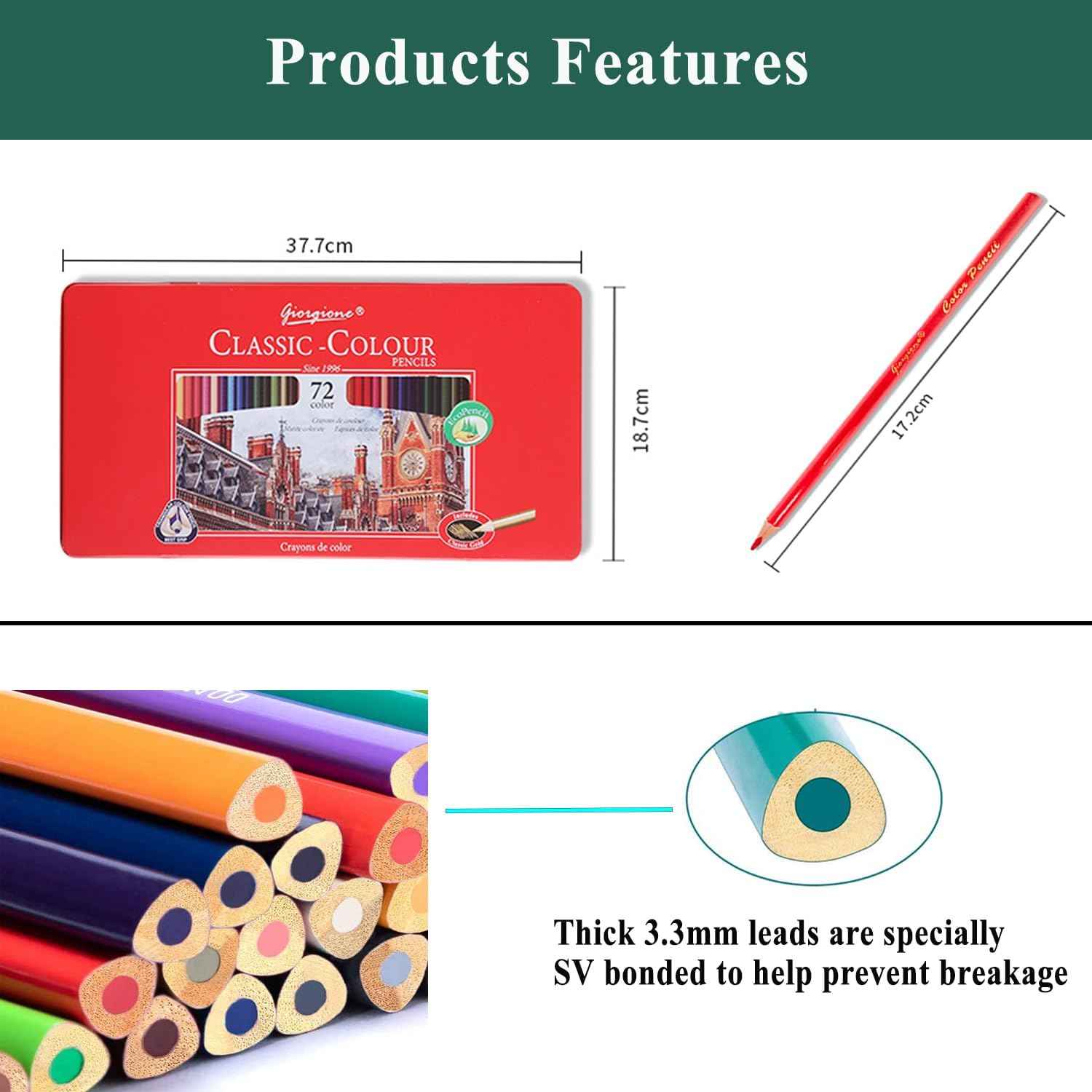 GIORGIONE 72 Classic Colour Pencils Oil Based Tin Box - TTpen