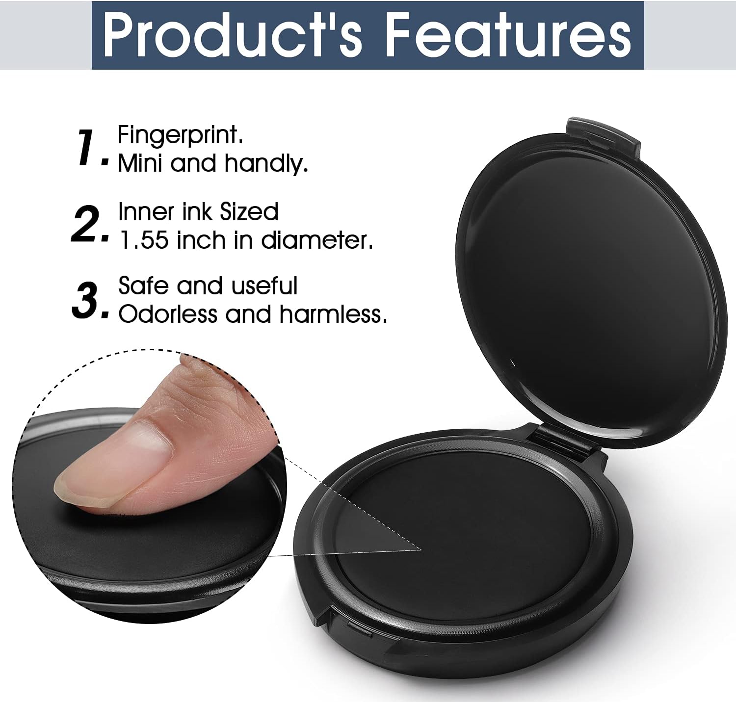 3 Pack Stamp Thumbprint Fingerprint Pad Black Blue Red Ink
