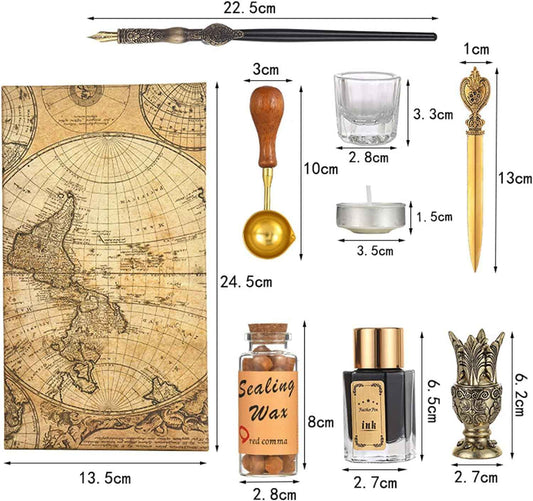 8pcs Dip Pen Ink Wax Seal Letter Opener Tool Calligraphy Gift Set - TTpen