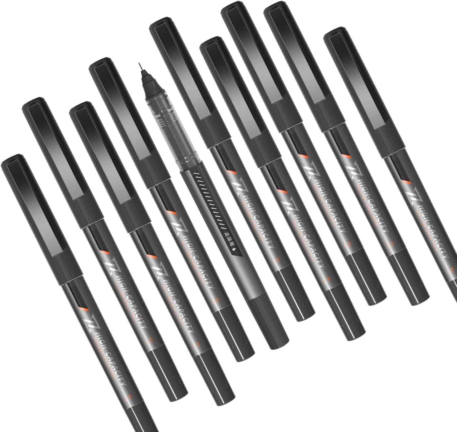 M&G 10Pcs Liquid Rollerball Pens,0.5mm Black Ink Ultra Fine Point Pens - TTpen