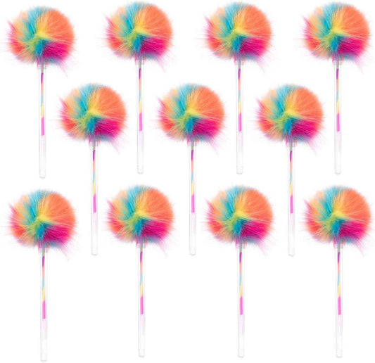 12 Pack Rainbow Color Pompom Gel Pens for Girls and Children - TTpen