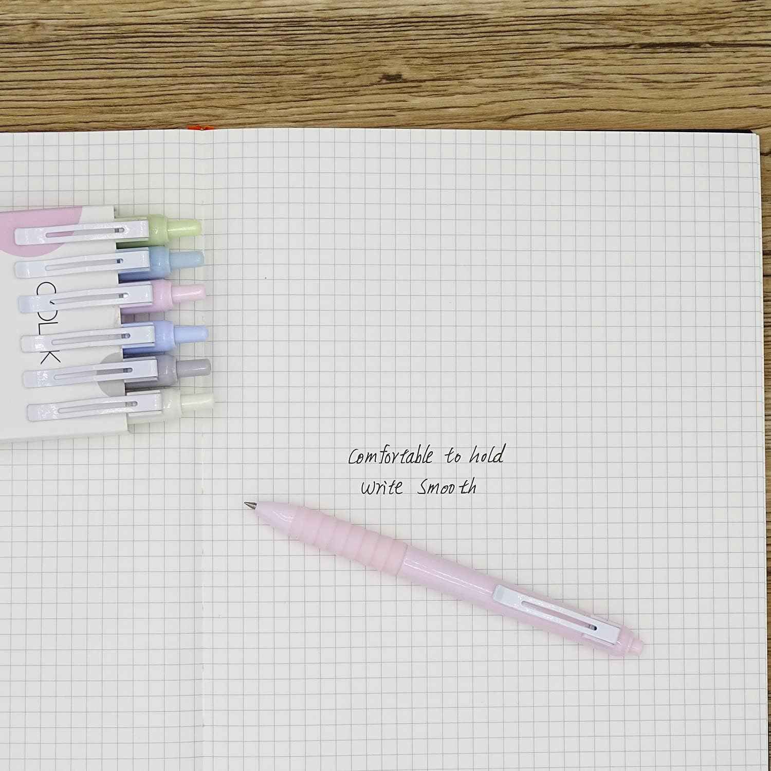 COLNK Retractable Gel Pens Black Ink,Fine Point 0.5mm 6-Count - TTpen