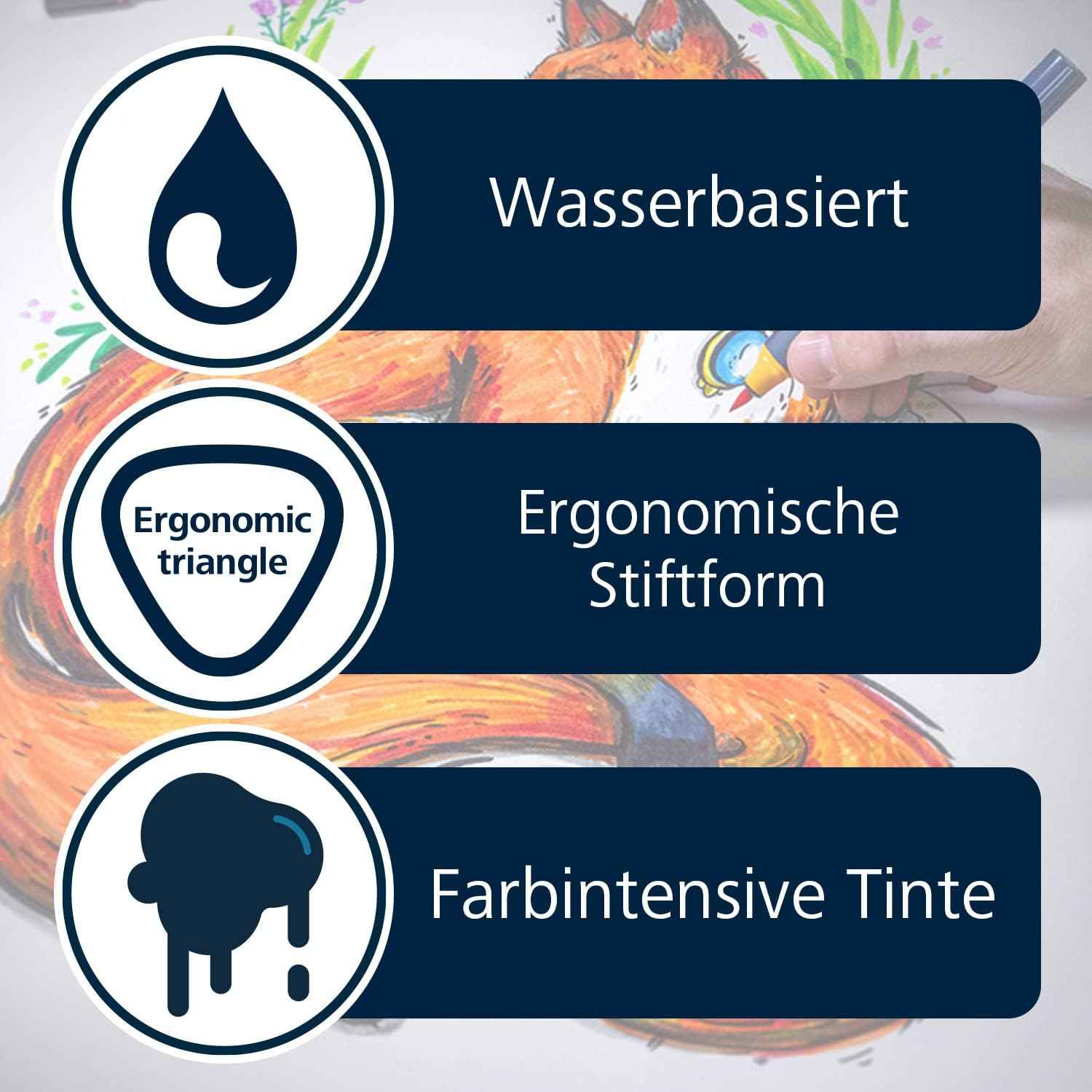 Schneider Twin Marker Paint-It 040 Brush & Round Tip 10 Colors(27 Pieces)