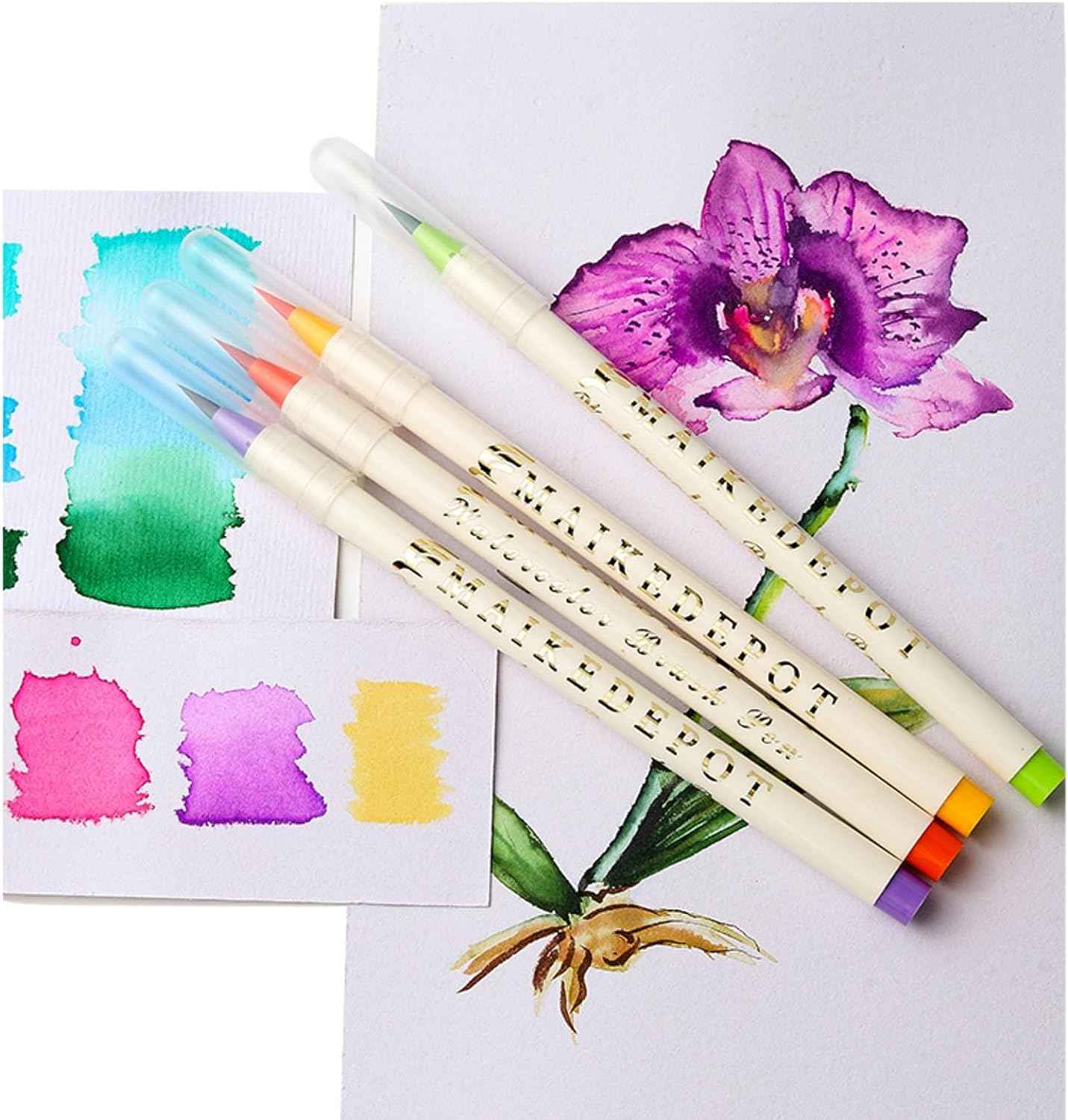 MAIKEDEPOT 48 Colors Watercolor Brush Pens with 2 Blending Brush - TTpen