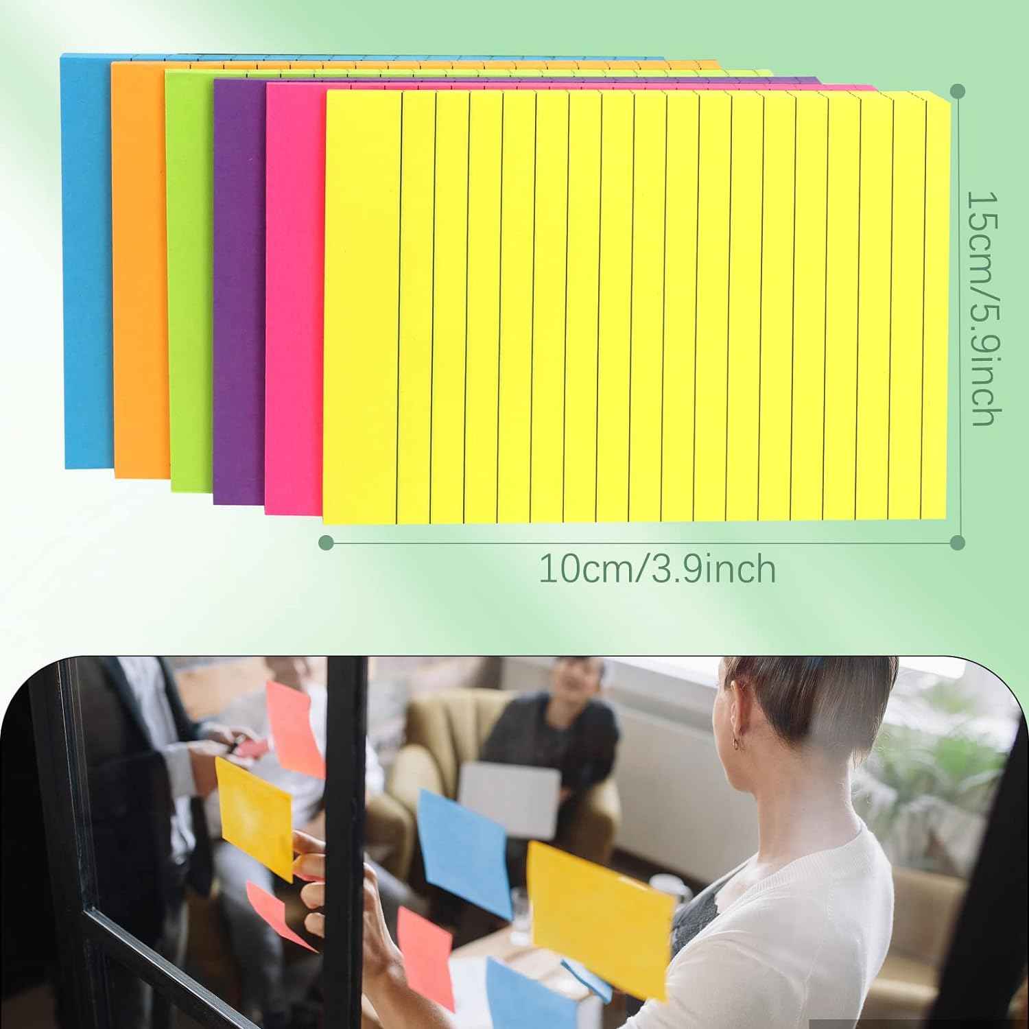 Lined Sticky Notes 4 X 6 Inch,50 Sheets/pad,6 Color - TTpen
