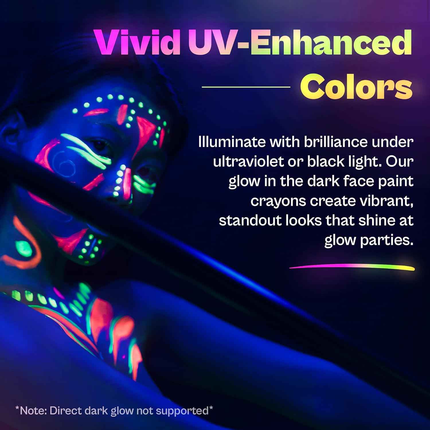 12 Color Neon Glow In The Dark UV Paint Crayons & Face Paint Kit - TTpen