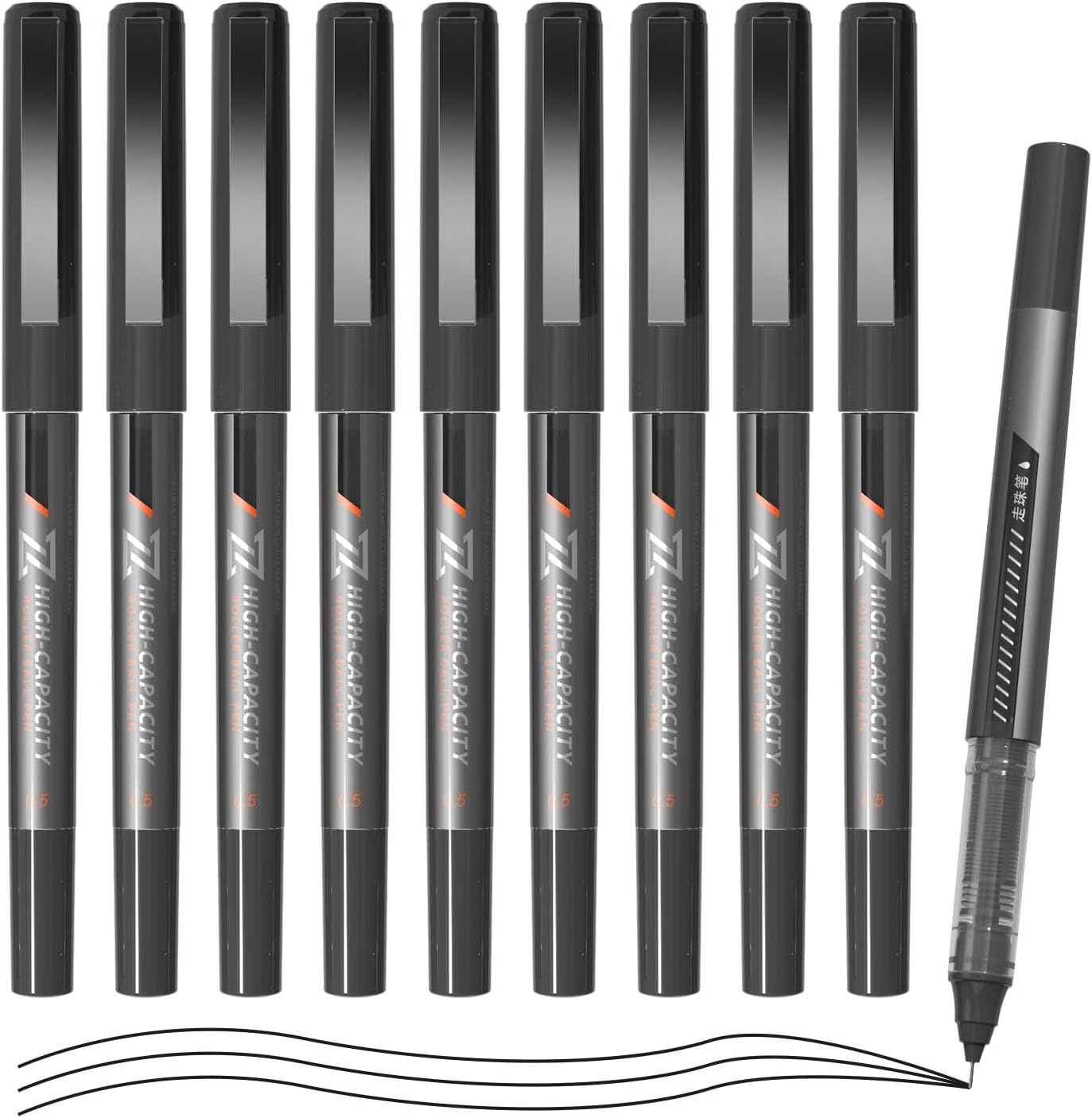 M&G 10Pcs Liquid Rollerball Pens,0.5mm Black Ink Ultra Fine Point Pens - TTpen