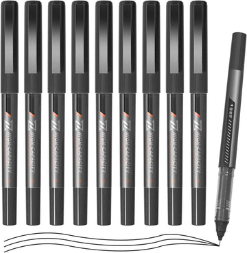 M&G 10Pcs Liquid Rollerball Pens,0.5mm Black Ink Ultra Fine Point Pens - TTpen