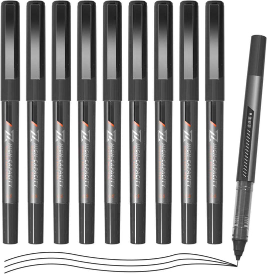 M&G 10Pcs Liquid Rollerball Pens,0.5mm Black Ink Ultra Fine Point Pens - TTpen