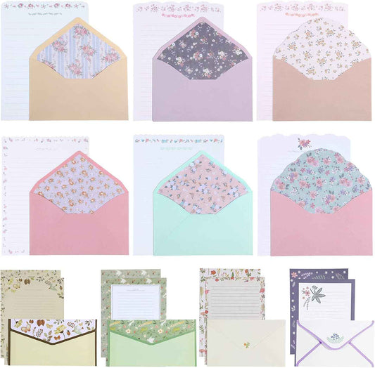 72Pcs Stationery Paper and Envelopes Set Vintage Floral Letter Writing - TTpen