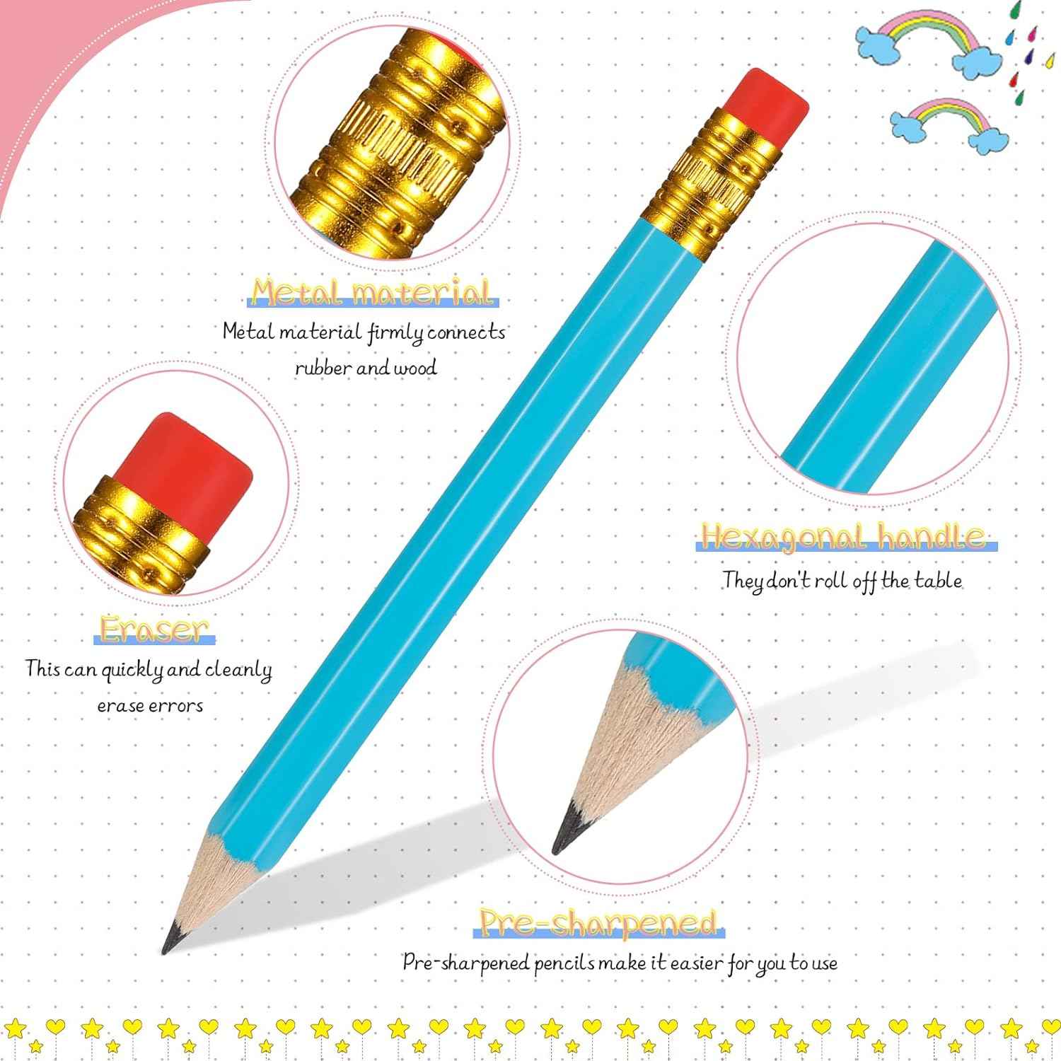 48 Pieces Golf Short Pencils with Eraser for Kids - TTpen