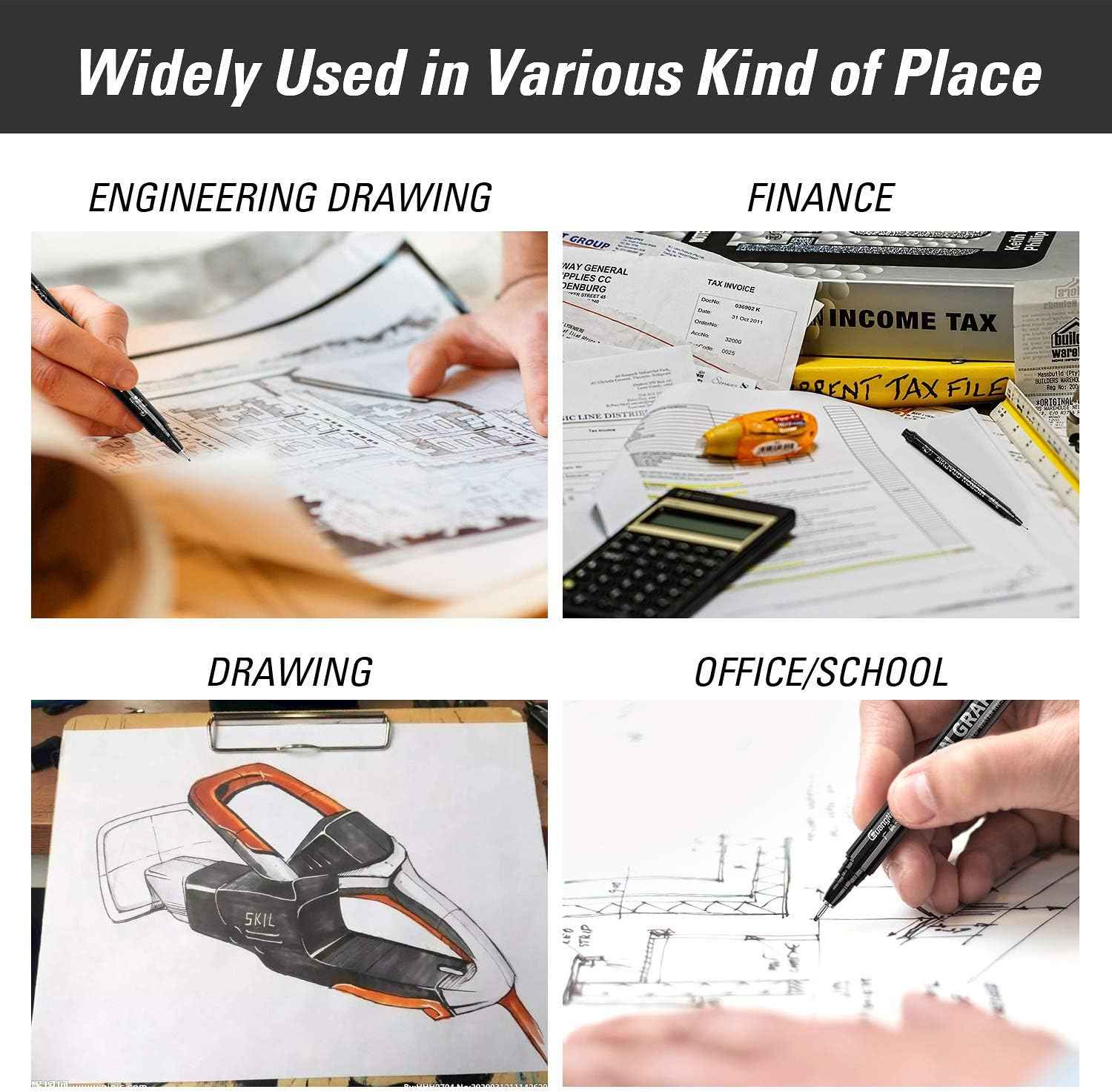 Guangna Black Micro-Pen Fineliner Ink Pens Drawing Pens 12 Pack - TTpen