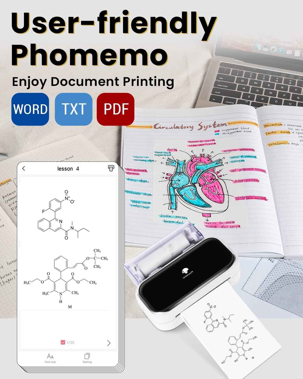 Phomemo M03 Portable Bluetooth Printer for 2-3 Inch Width Thermal Paper - TTpen