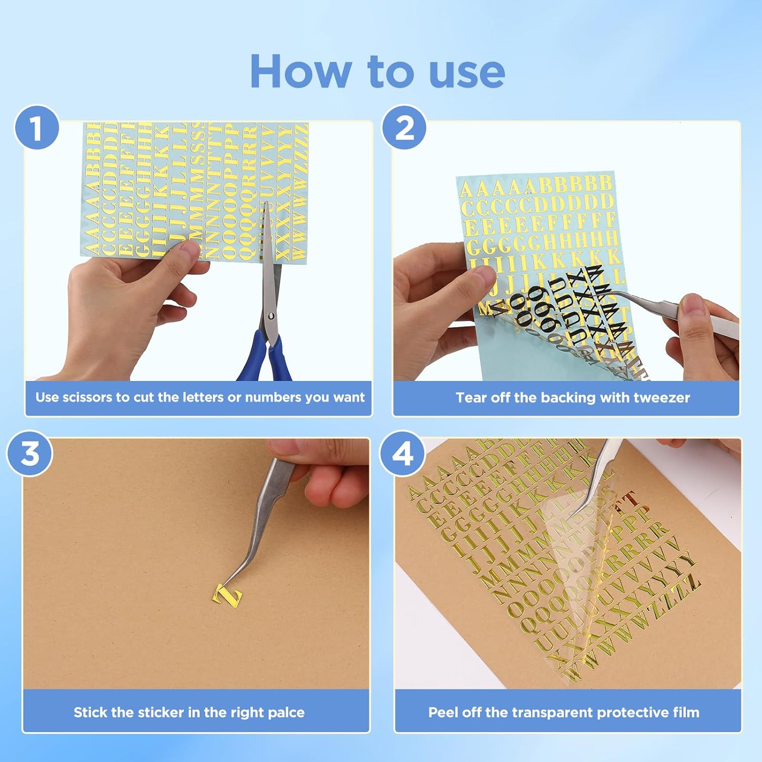 9mm Alphabet Number Stickers Self Adhesive 6 Sheets