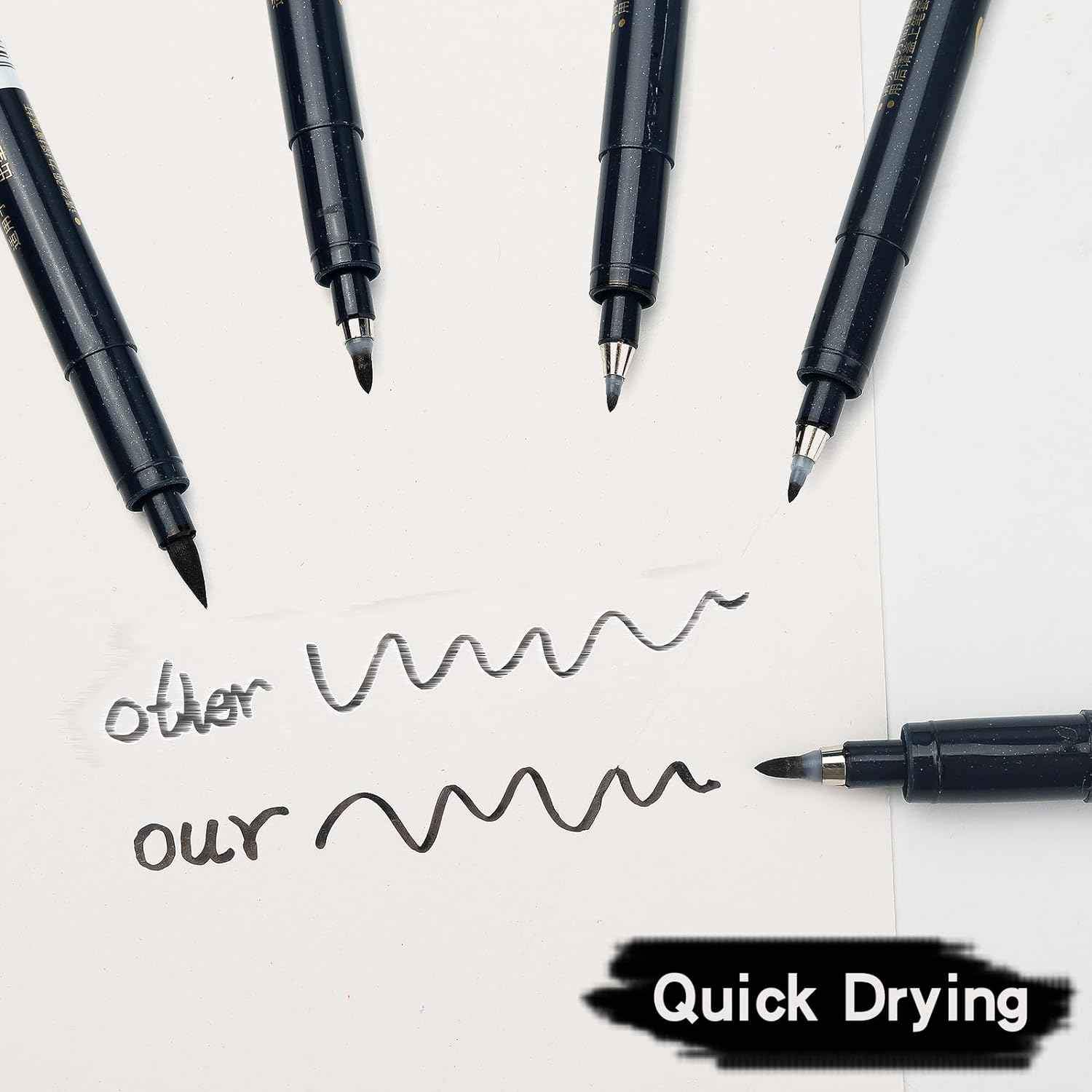 MAIKE 4 Size Calligraphy Brush Pens Water Based Black Ink Marker Set - TTpen