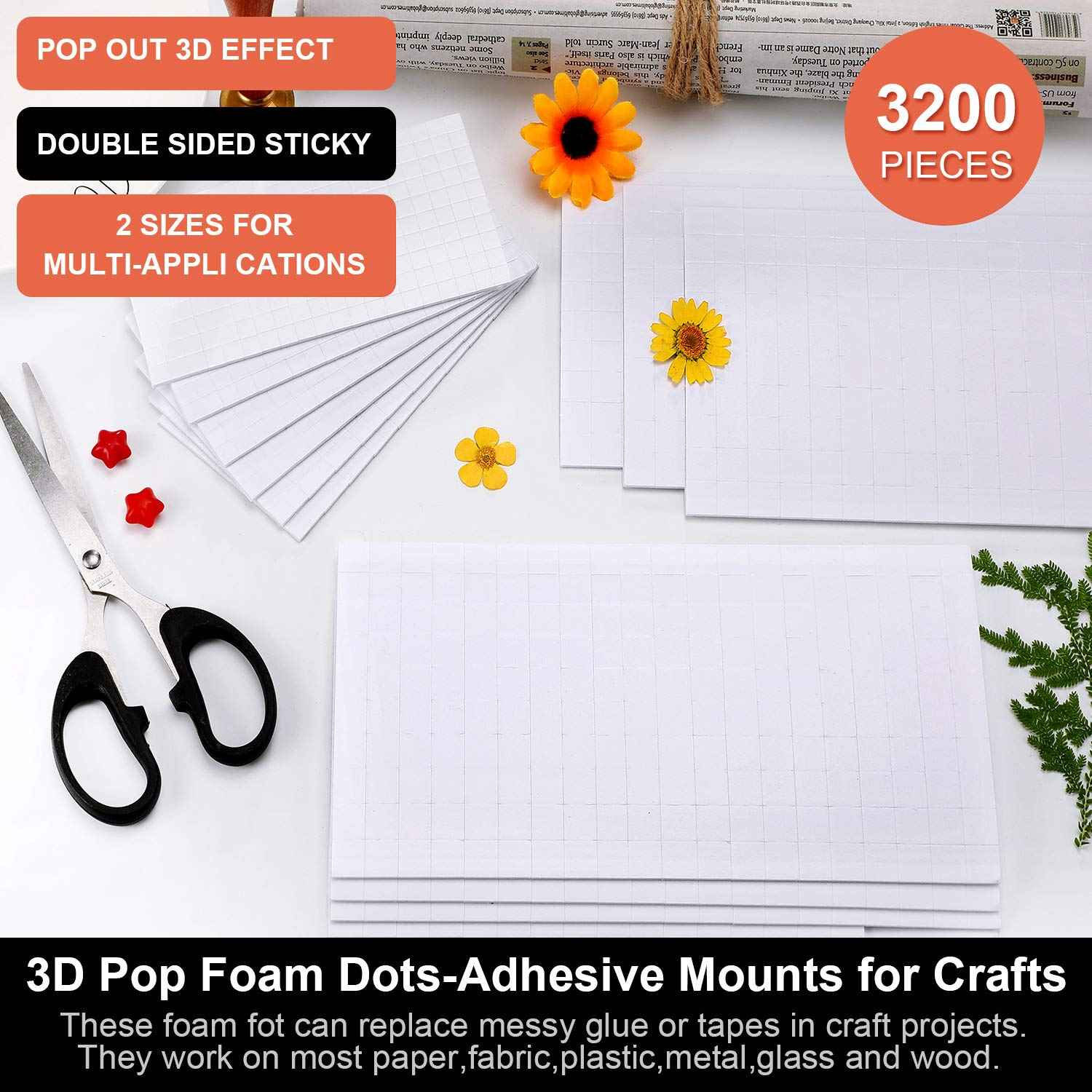 16 Sheets Craft Foam Dots Adhesive 2 Sizes - TTpen