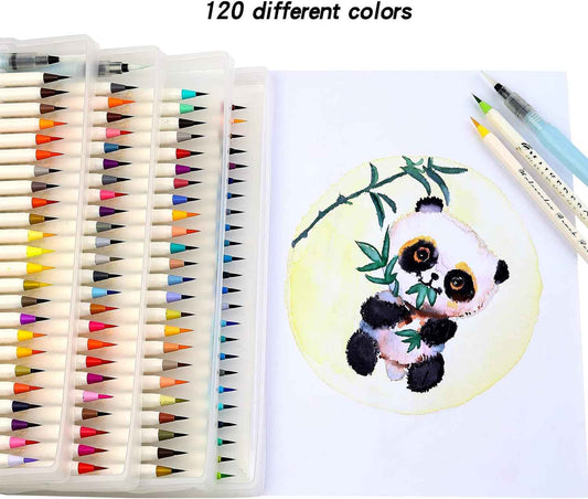 MAIKEDEPOT 120 Colors Watercolor Brush Pens with 3 Blending Brush - TTpen