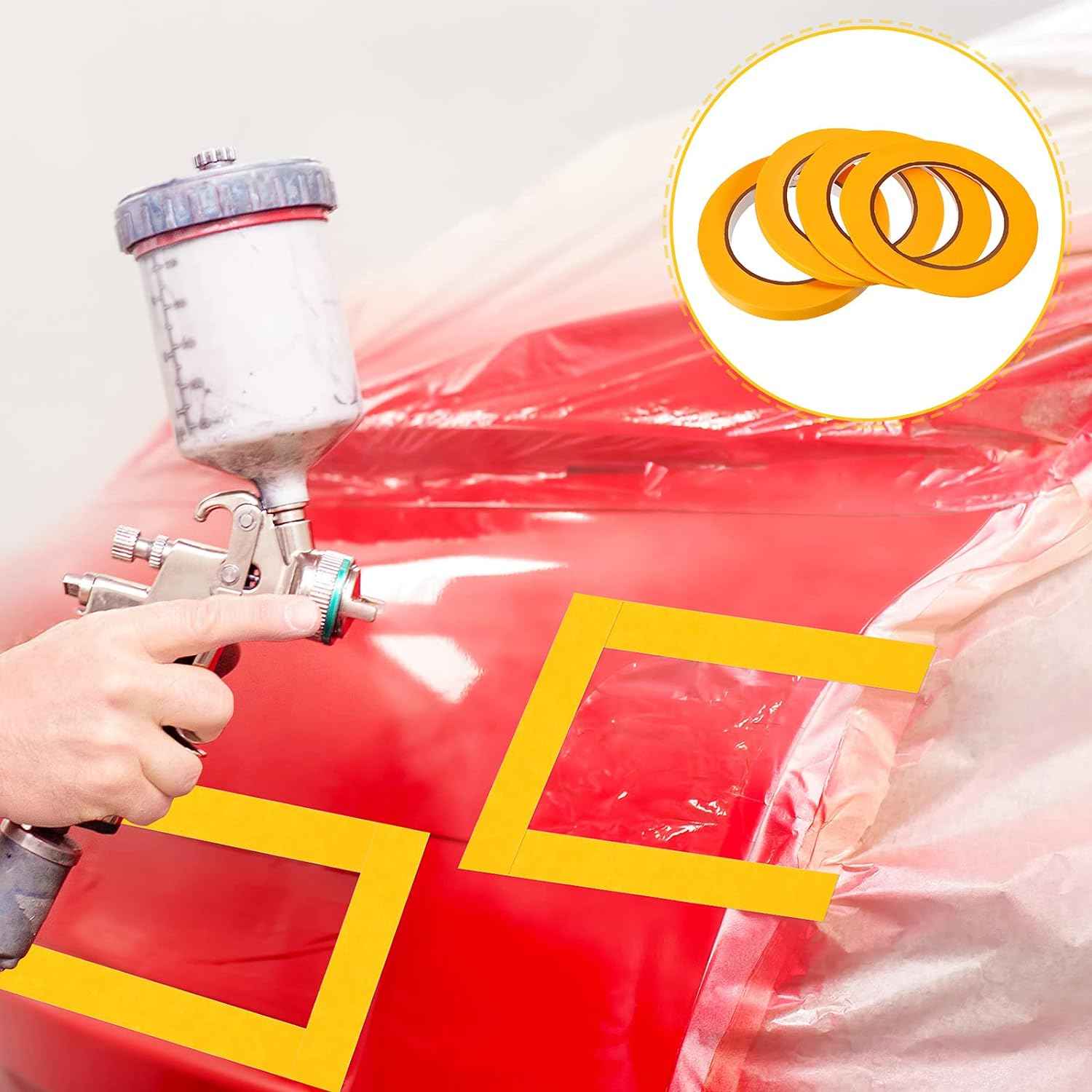 4 Rolls Thin Line Masking Tape Yellow - TTpen