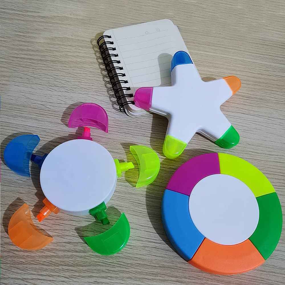 3 Pack Fluorescent Highlighters,Petal,Star Flower,Round Shape - TTpen