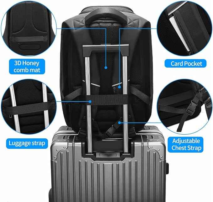Eurcool Laptop Backpack for Men,15.6 inch Travel Business Anti-theft Black Bag - TTpen