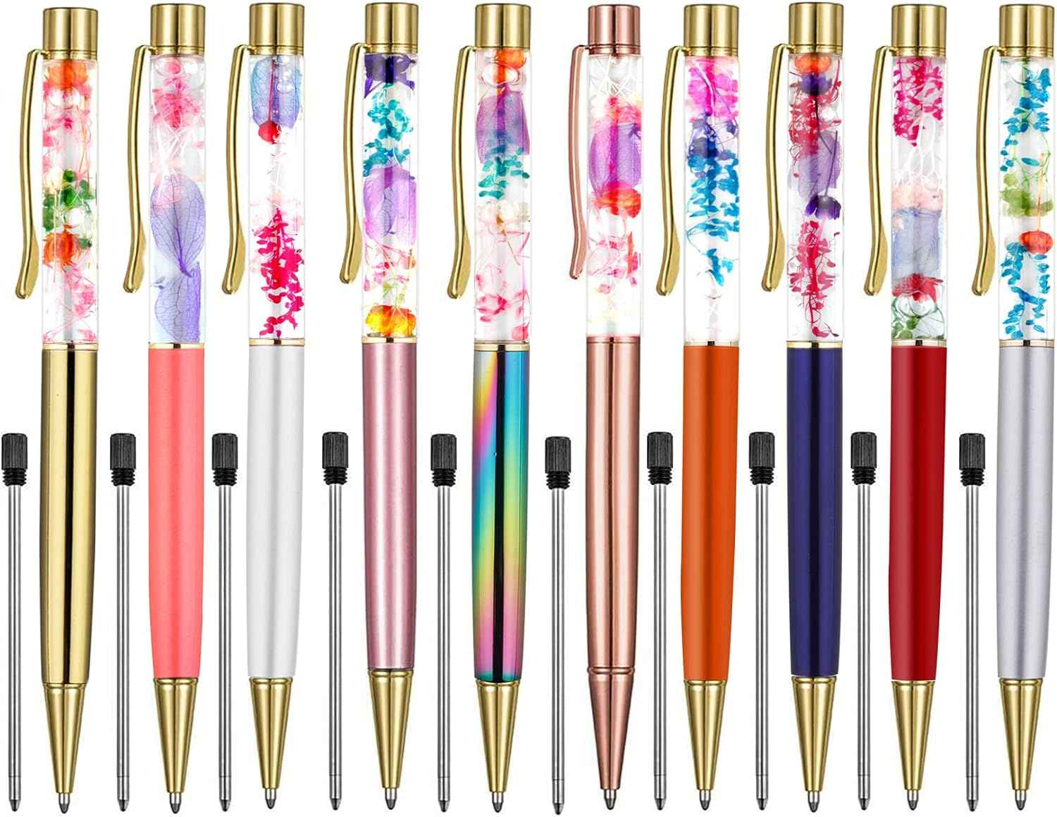 10 Color Metal Ballpoint Pens with Herbarium Floral - TTpen