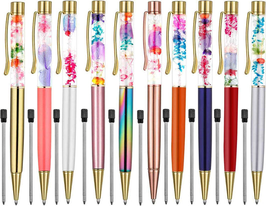 10 Color Metal Ballpoint Pens with Herbarium Floral - TTpen